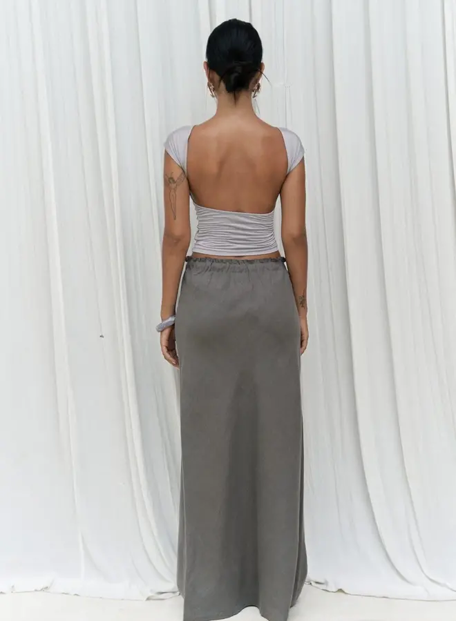 Maxi Rok Linnen Stone Grey