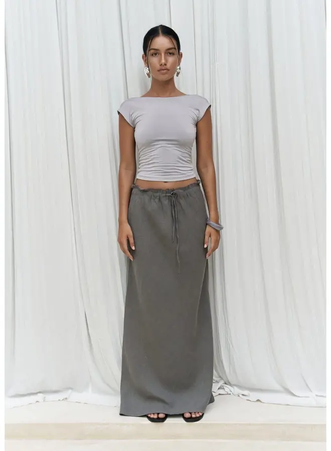 Maxi Rok Linnen Stone Grey