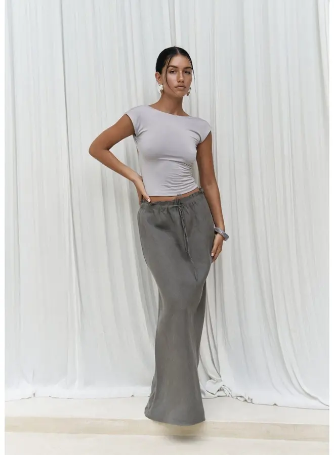Maxi Rok Linnen Stone Grey