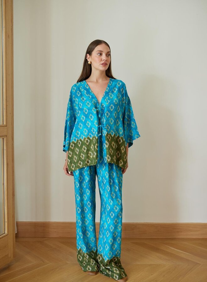 2 Delige Kimono Set Blue Mirage