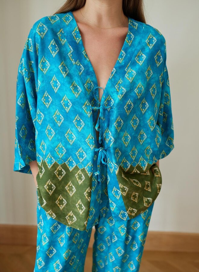 2 Delige Kimono Set Blue Mirage