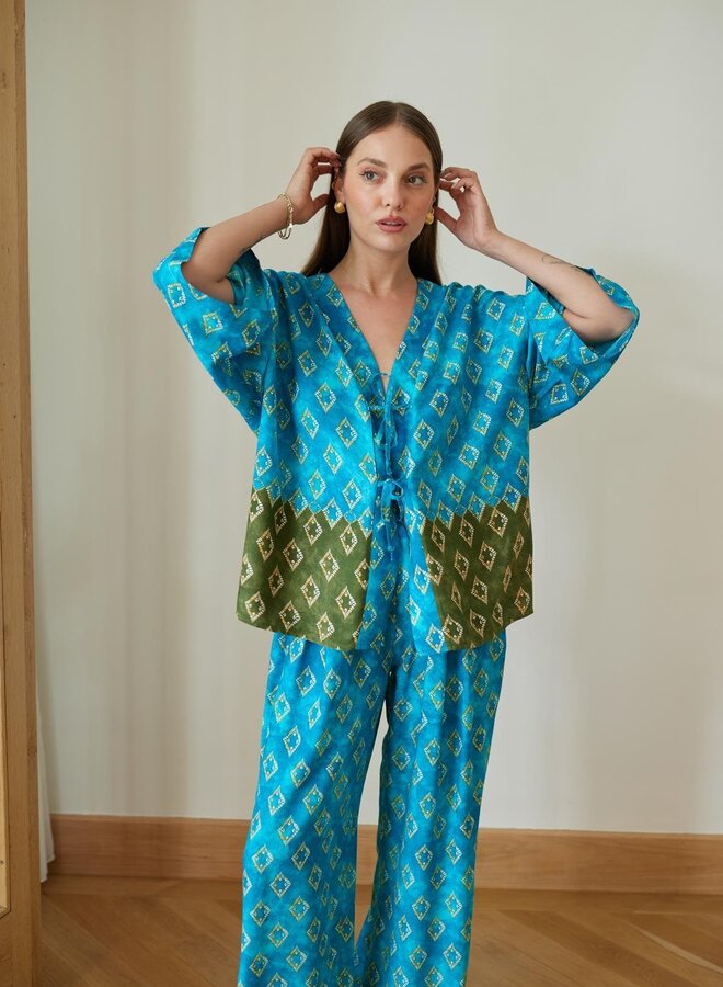 2 Delige Kimono Set Blue Mirage