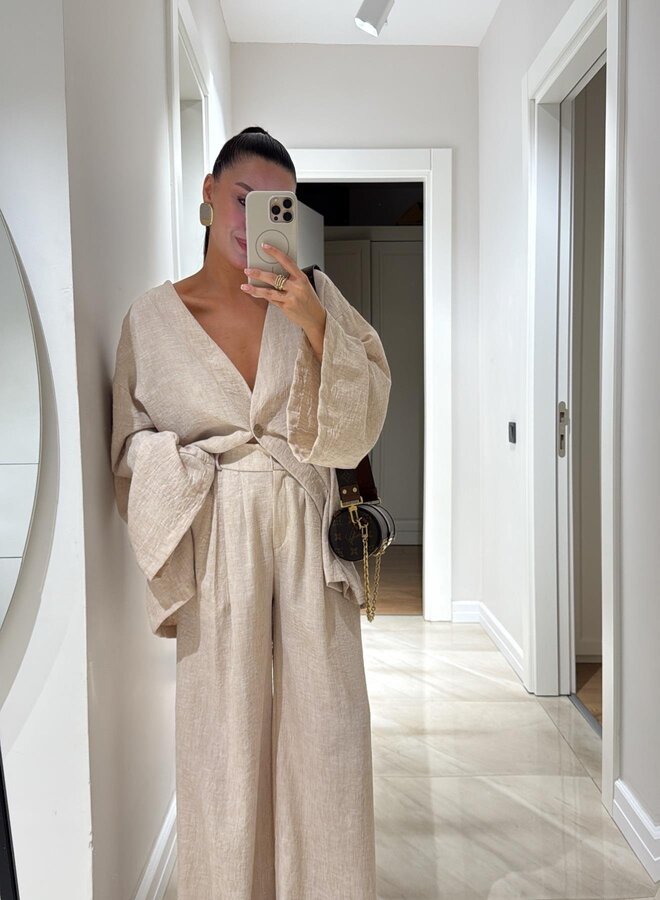 2 Delige Set Cityline Co-ord Beige