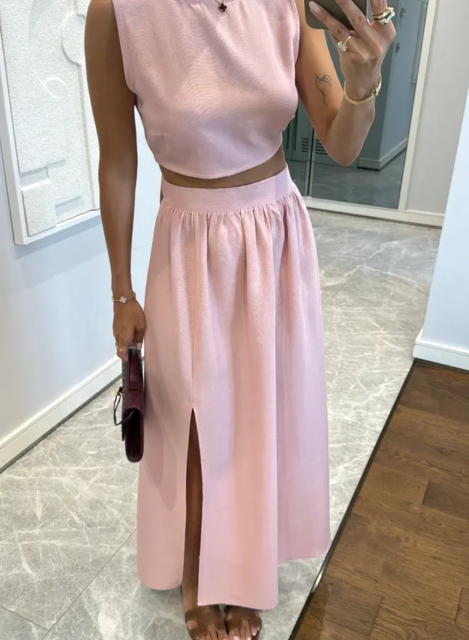2 Delig Setje Linnen Whisper Pink