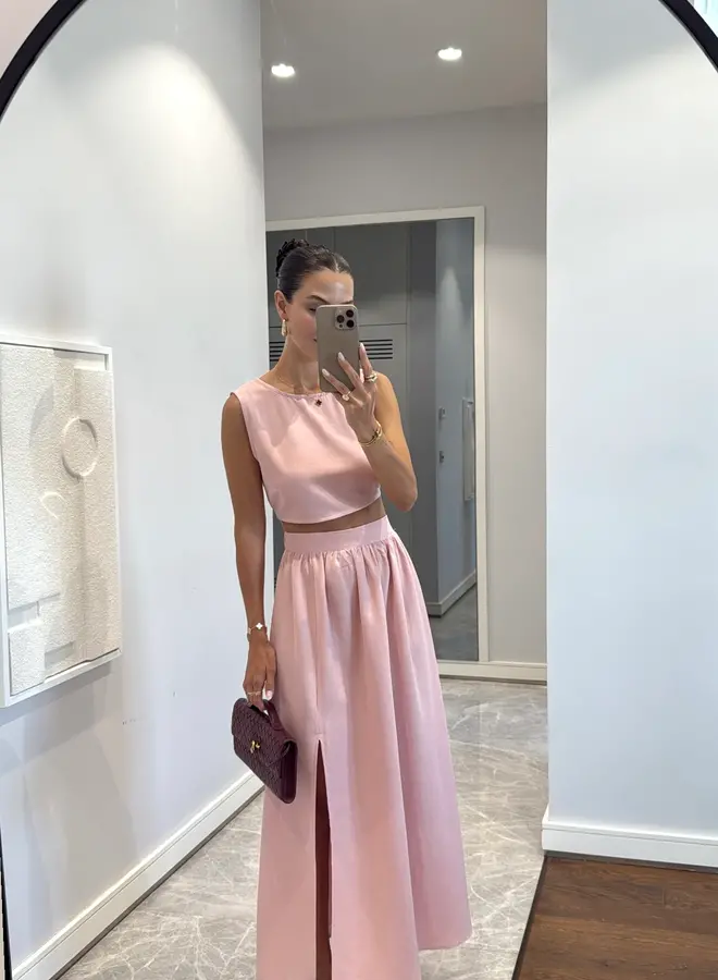 2 Delig Setje Linnen Whisper Pink