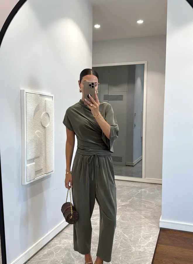 Tweedelige Set met Asymmetrische Top Groen