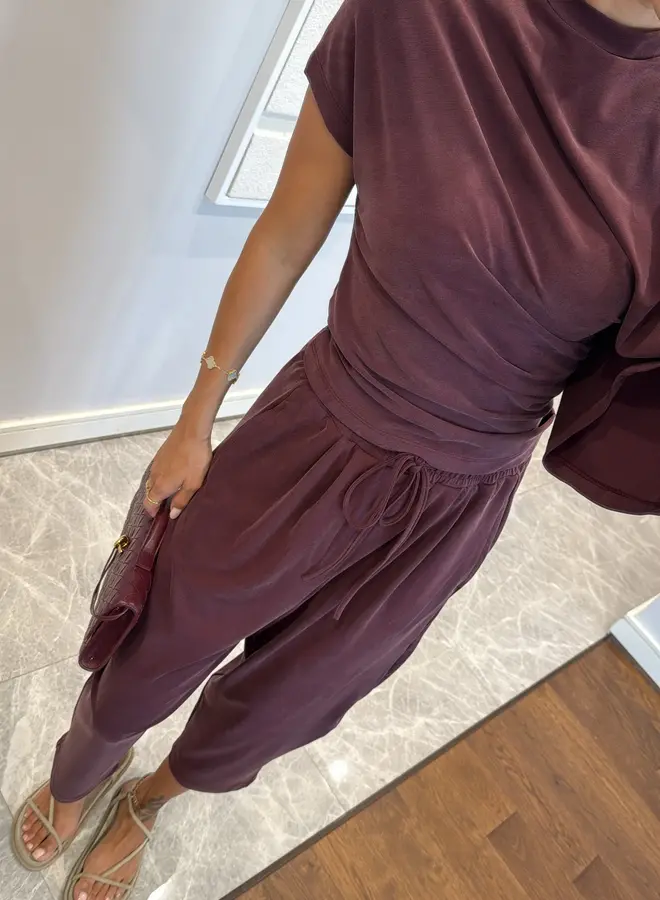 Tweedelige Set met Asymmetrische Top Burgundy