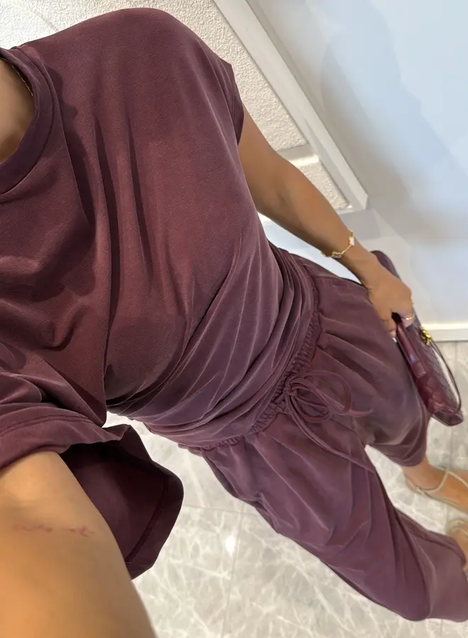 Tweedelige Set met Asymmetrische Top Burgundy