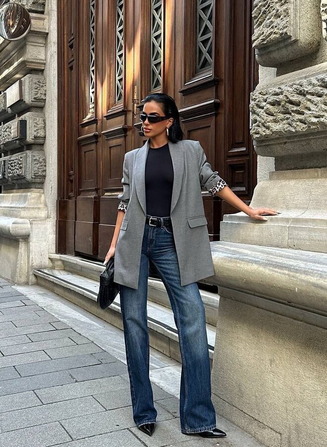 Colbert / Blazer Leopard Touch Grijs