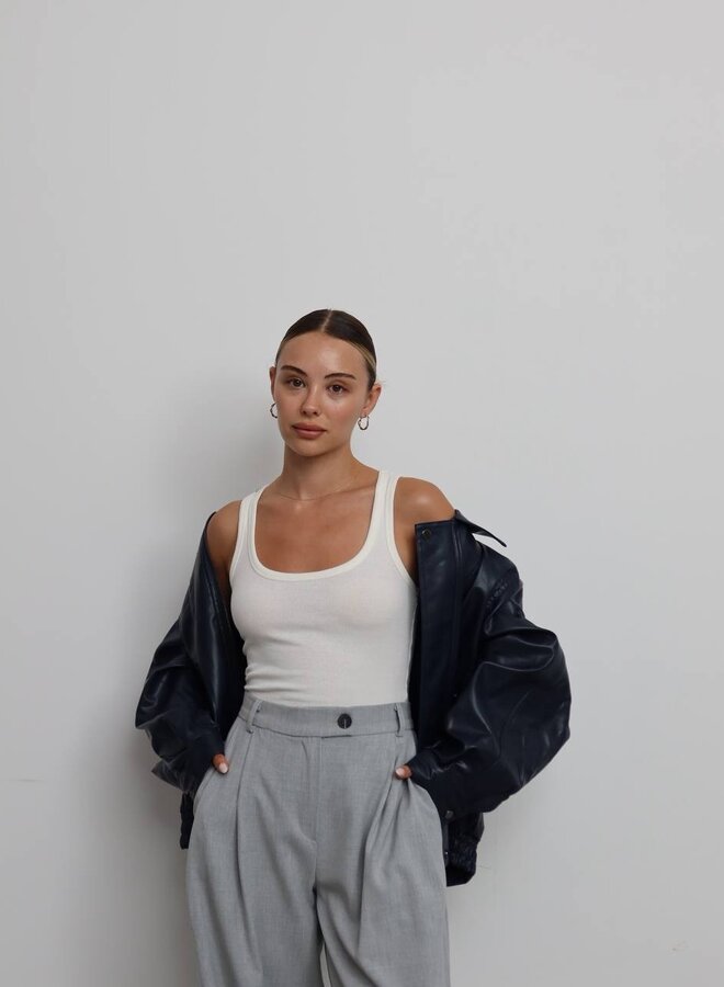 Oversized Bomber Jas Pu Zwart