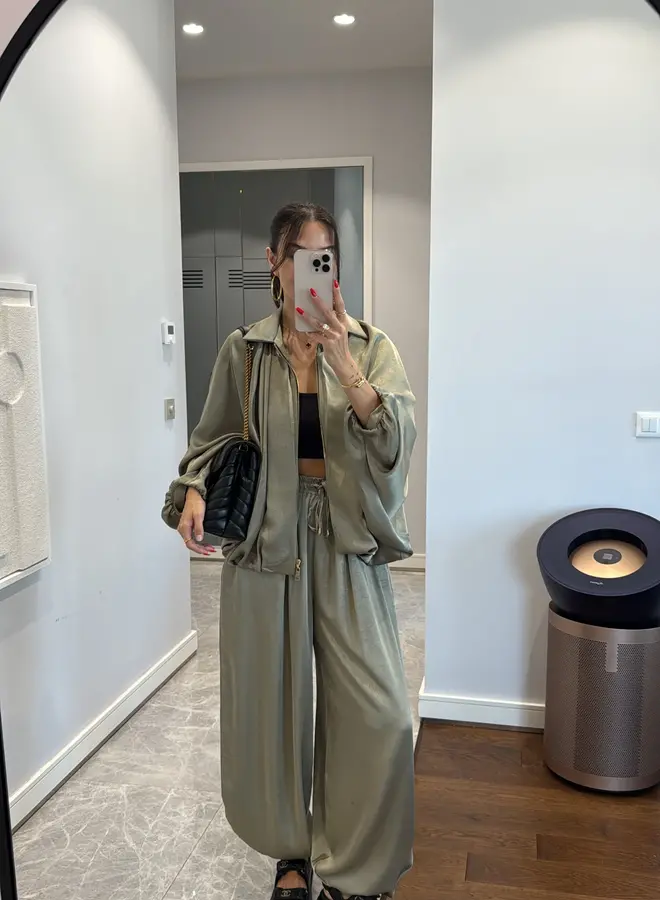 2 Delige Set Oversized Satin Mint