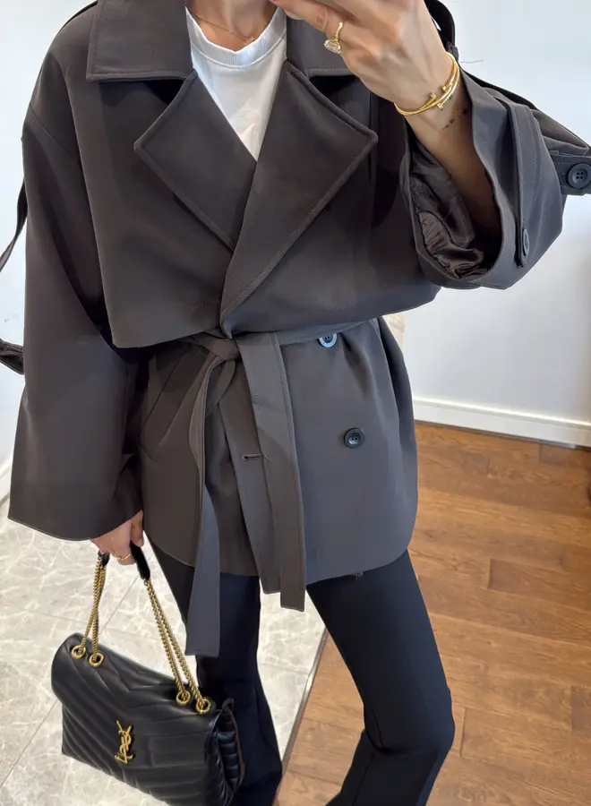 Halflange Trenchcoat Les Marais Donker Bruin