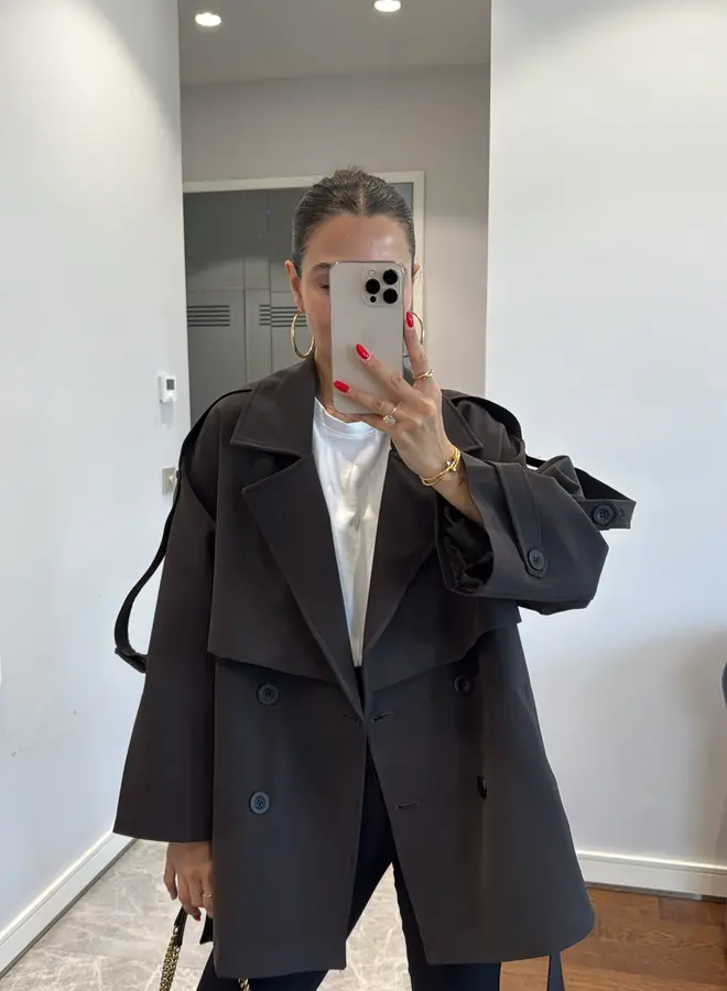 Halflange Trenchcoat Les Marais Donker Bruin