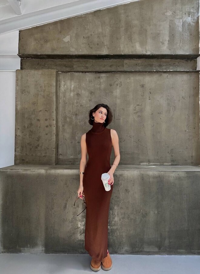 2 Delige Set Maxi Jurk + Maxi Vest Burgundy