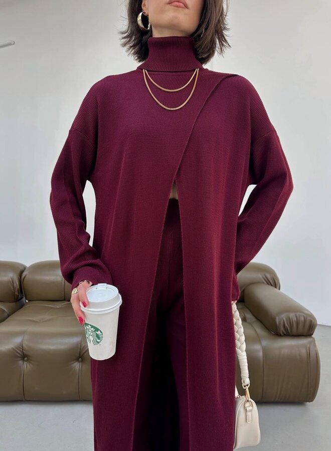 2 Delige Set Loïs Burgundy