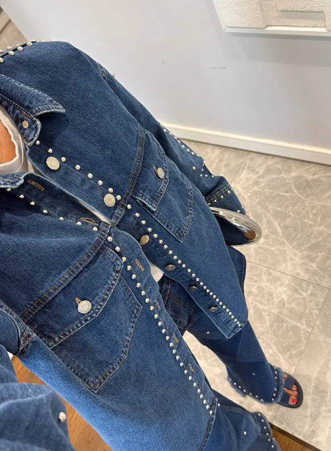 2 Delige Denim Sets Met Studs
