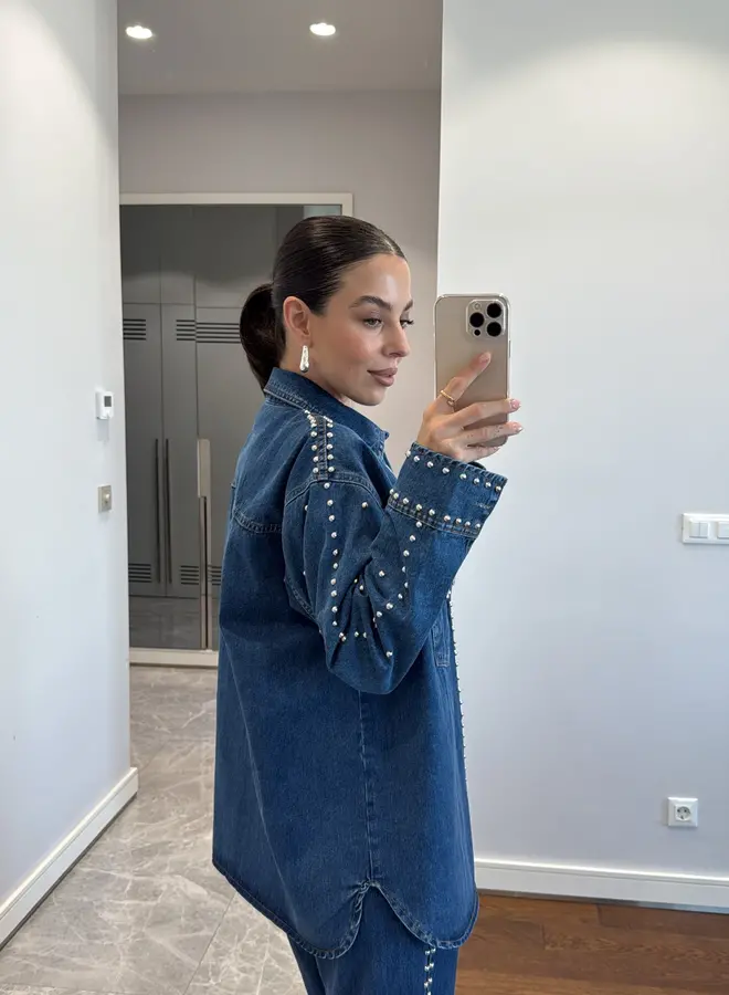2 Delige Denim Sets Met Studs