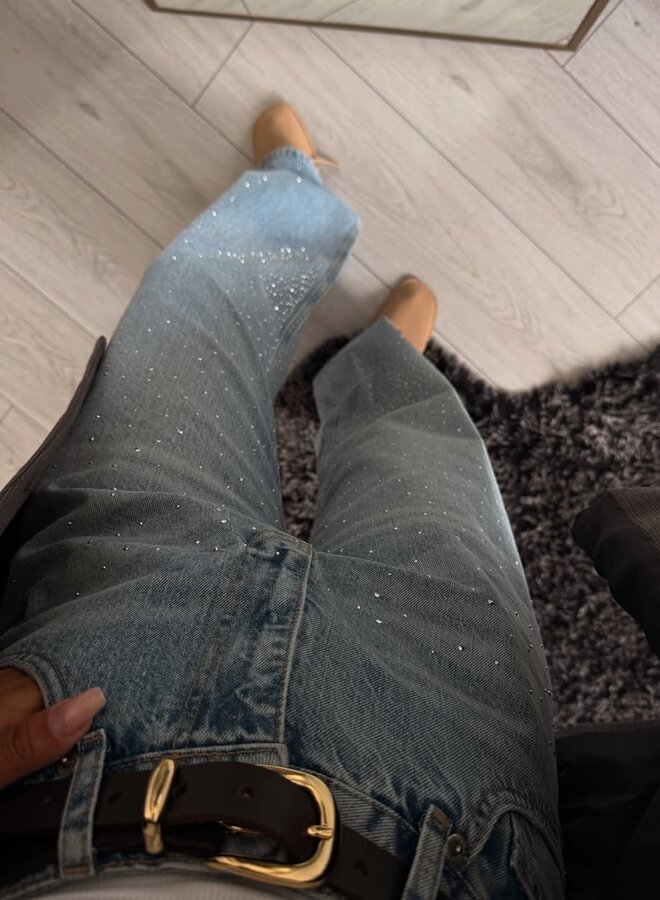 Wide-Leg Jeans Subtile Strass