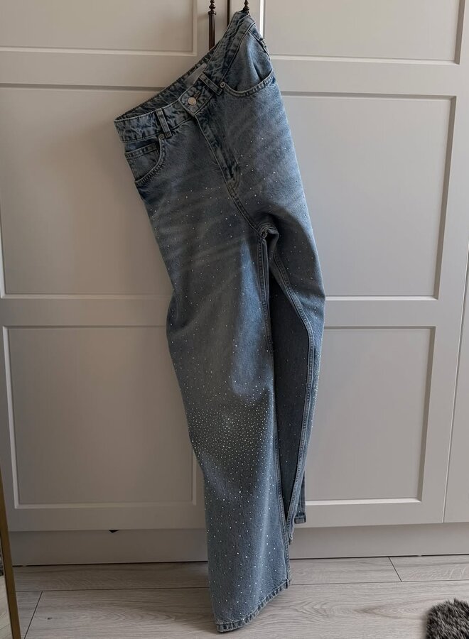 Wide-Leg Jeans Subtile Strass