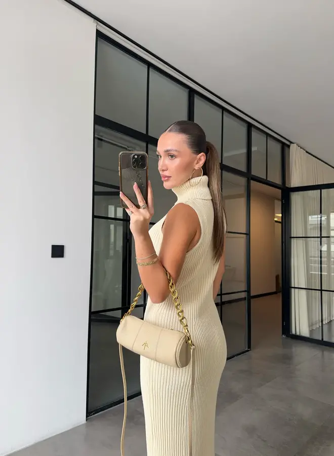 2 Delige Set Maxi Jurk + Maxi Vest Off White