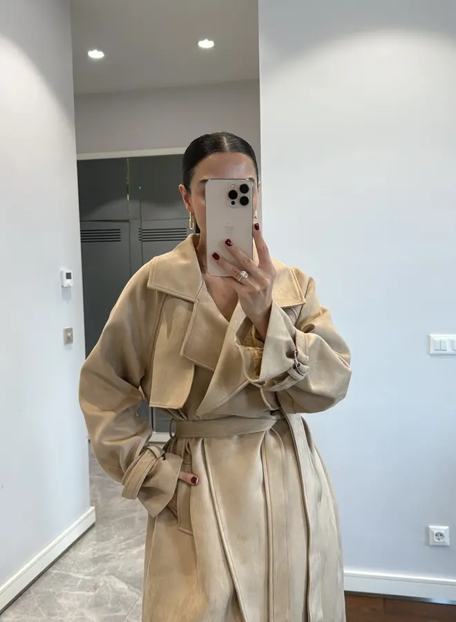 Mantel Jas Suéde Beige