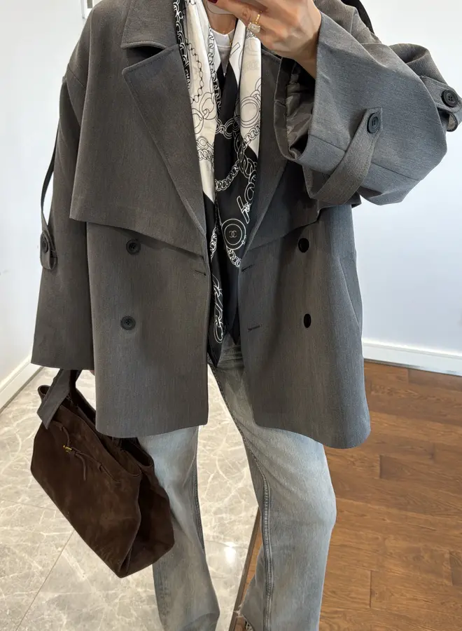 Halflange Trenchcoat Les Marais  Antraciet