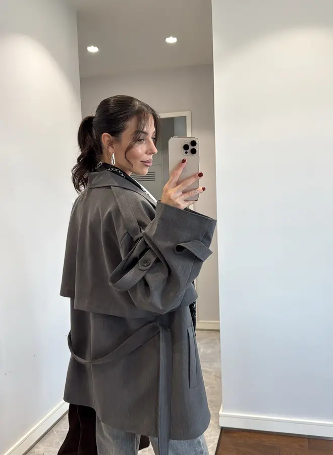 Halflange Trenchcoat Les Marais  Antraciet