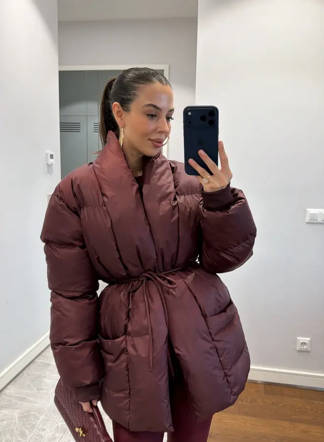 Gewatteerde Jas Met Zakken En Koordsluiting