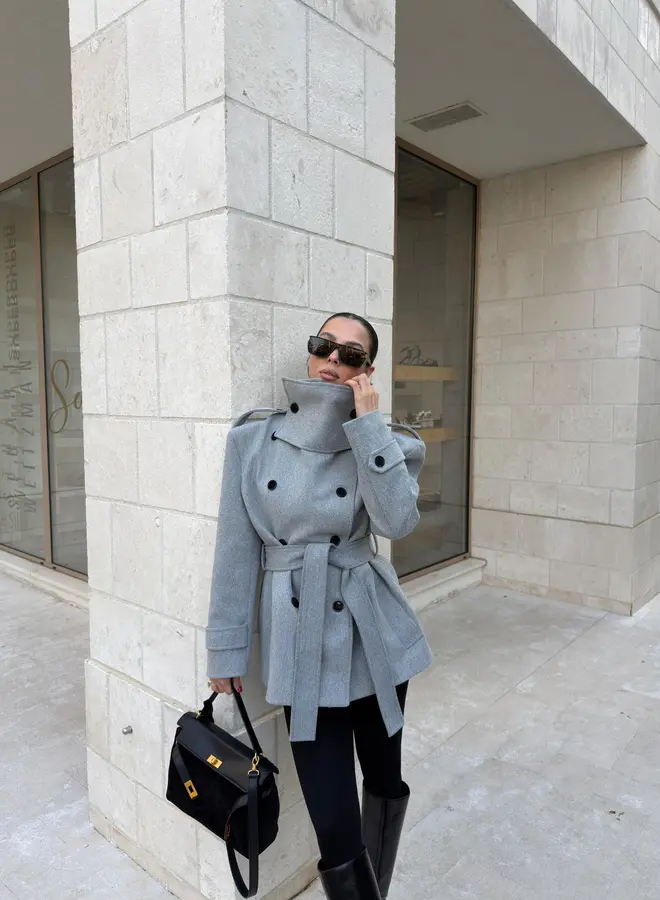 Korte Mantel Jas Olivia Grijs