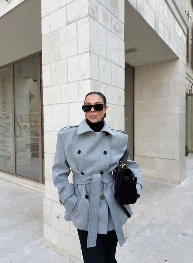 Korte Mantel Jas Olivia Grijs