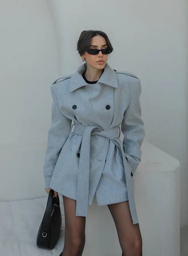 Korte Mantel Jas Olivia Grijs