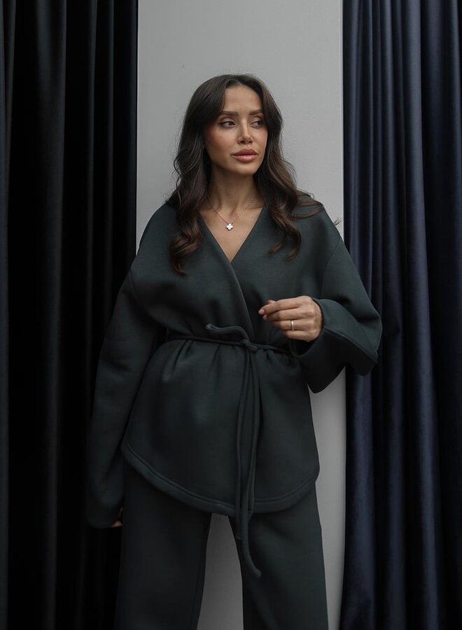 2 Delige Set Comfy Kimono Antraciet