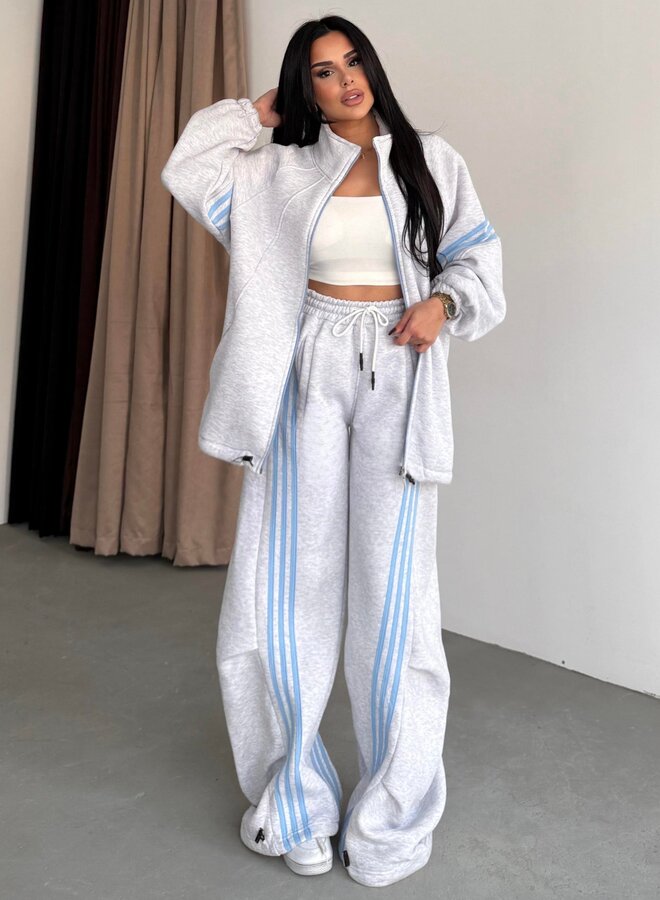 2 Delige Set Viral Stripes Grijs-Blauw