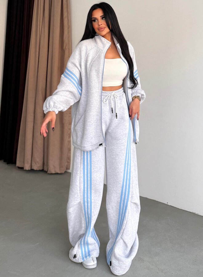 2 Delige Set Viral Stripes  Grijs-Blauw