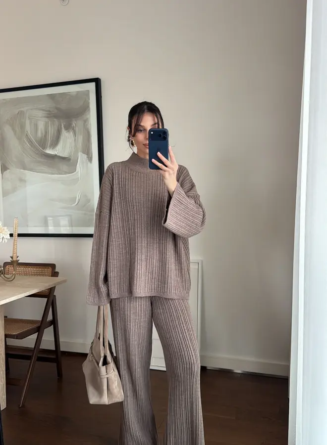 2 Delige Set Tricot Winter Taupe