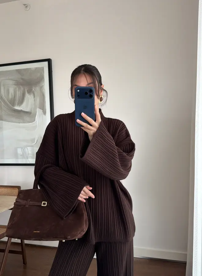 2 Delige Set Tricot Winter Donkerbruin