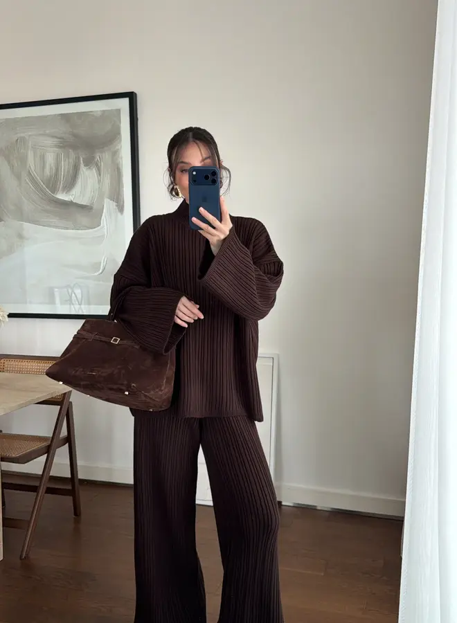 2 Delige Set Tricot Winter Donkerbruin