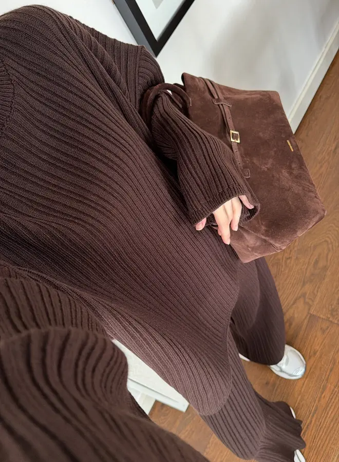 2 Delige Set Tricot Winter Donkerbruin