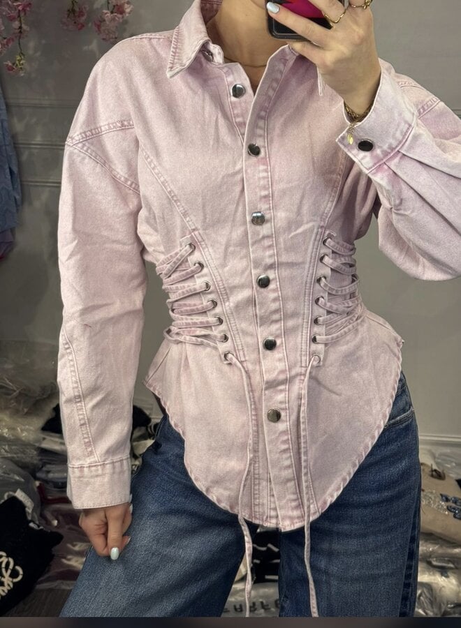 Blouse Denim Corset Pink
