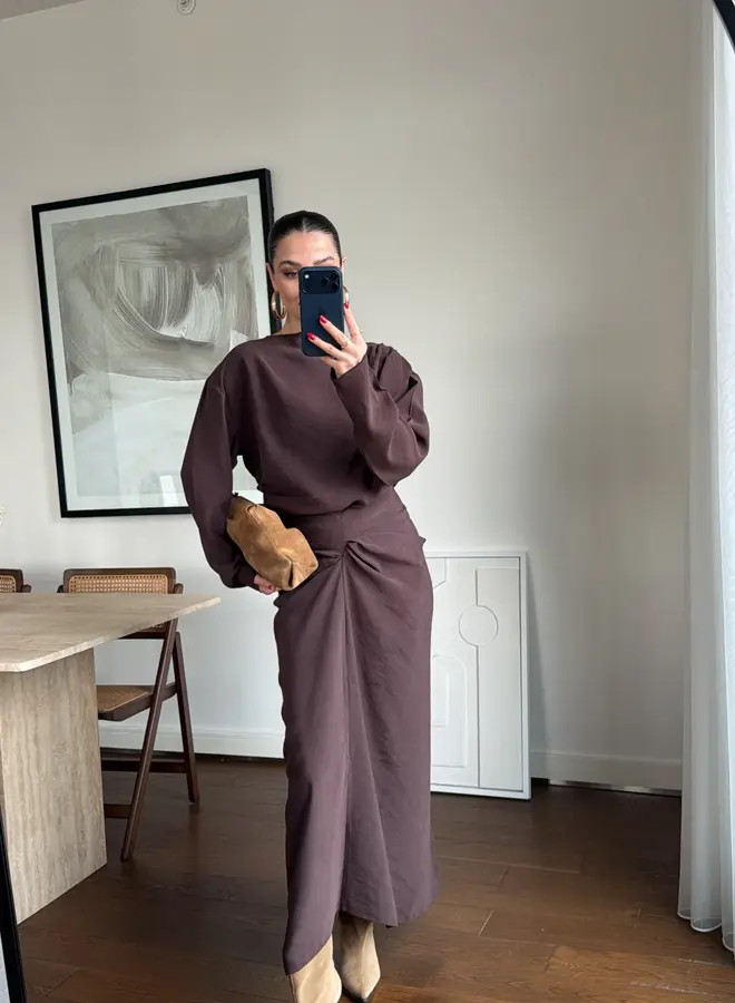 2 Delige Set Selene Drapé Bruin