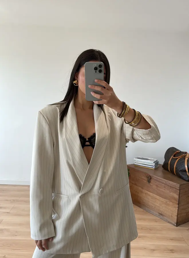 2 Delig Damespak Rebel Stripes Ecru