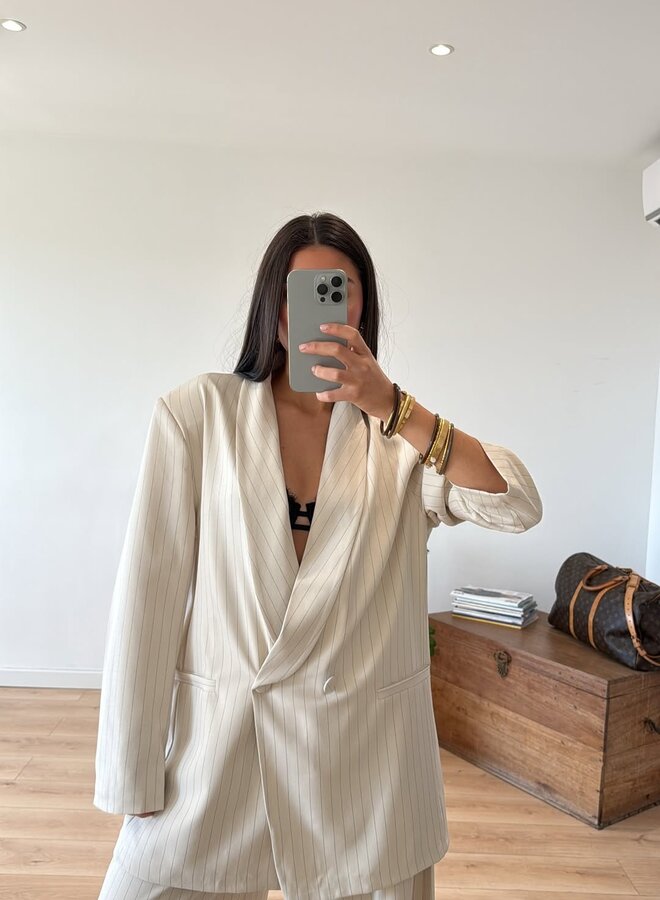 2 Delig Damespak Rebel Stripes Ecru