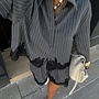 2 Delig Setje Antraciet  Lace Stripe