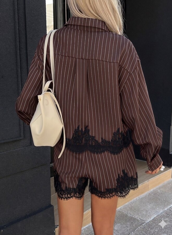 2 Delig Setje Bruin Lace Stripe