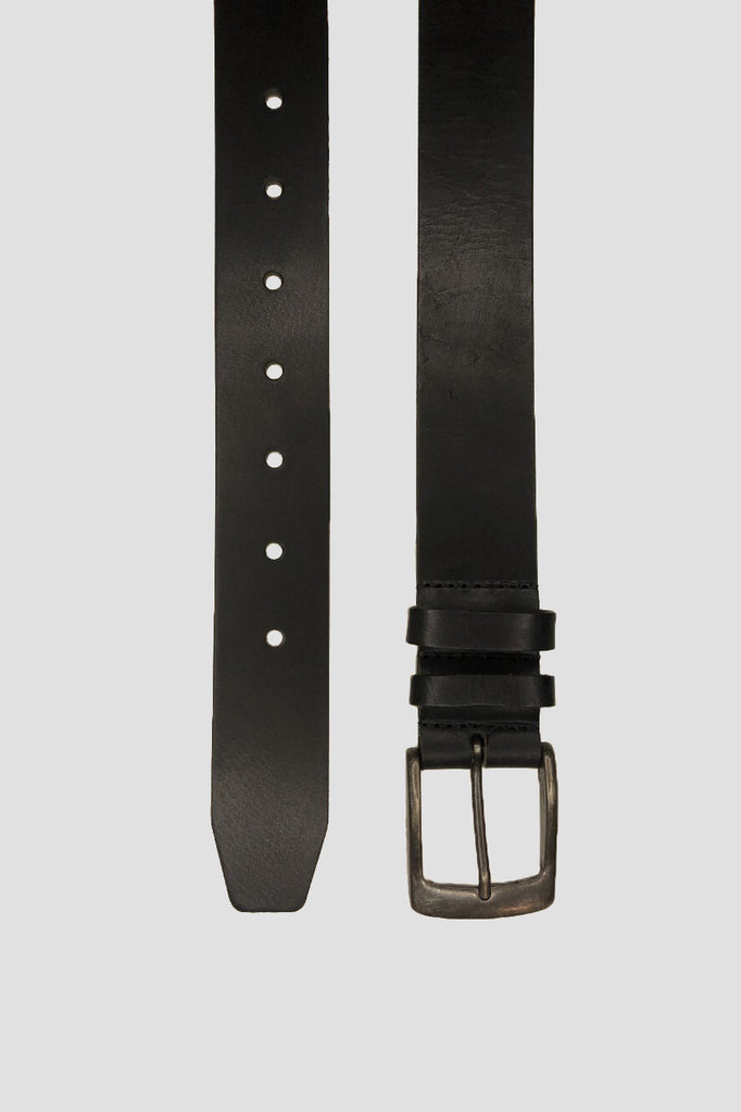 Verstee Leather Timbelt Riem 4cm Dubbele Lus Zwart 40423