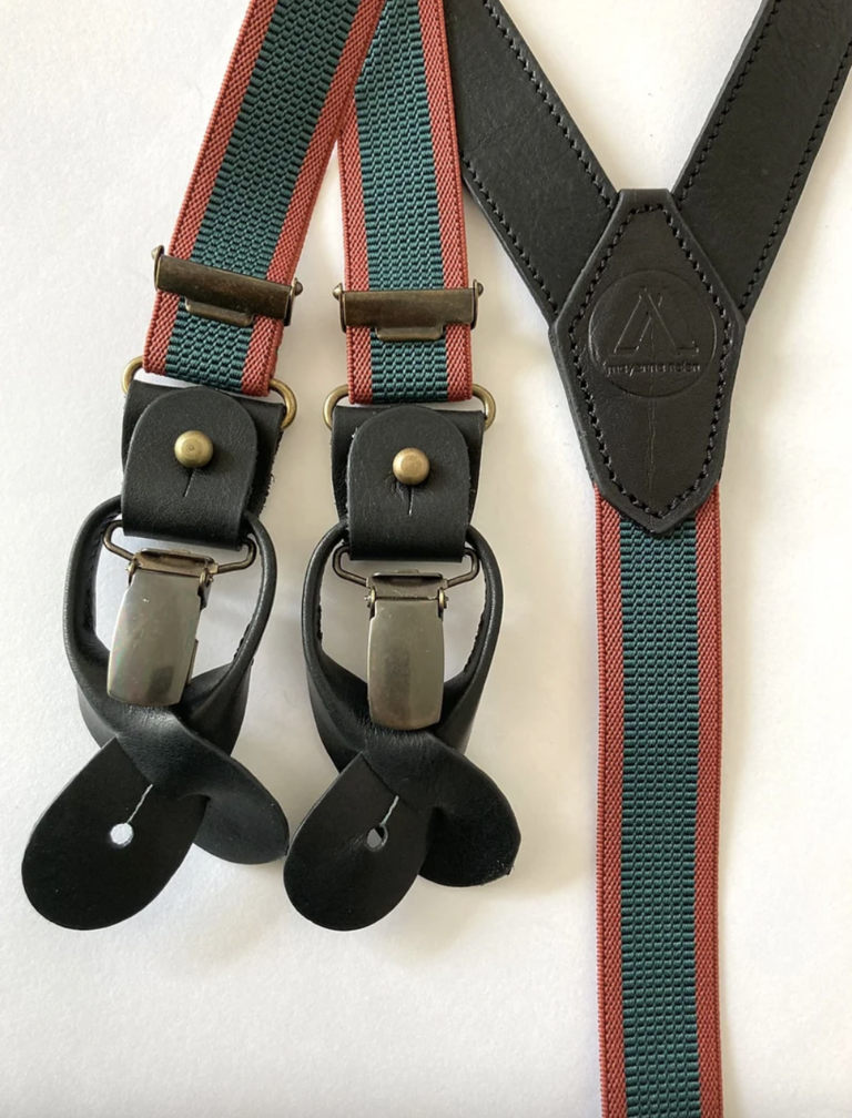 Mayenne Nelen Suspender Black Green Red Stripe