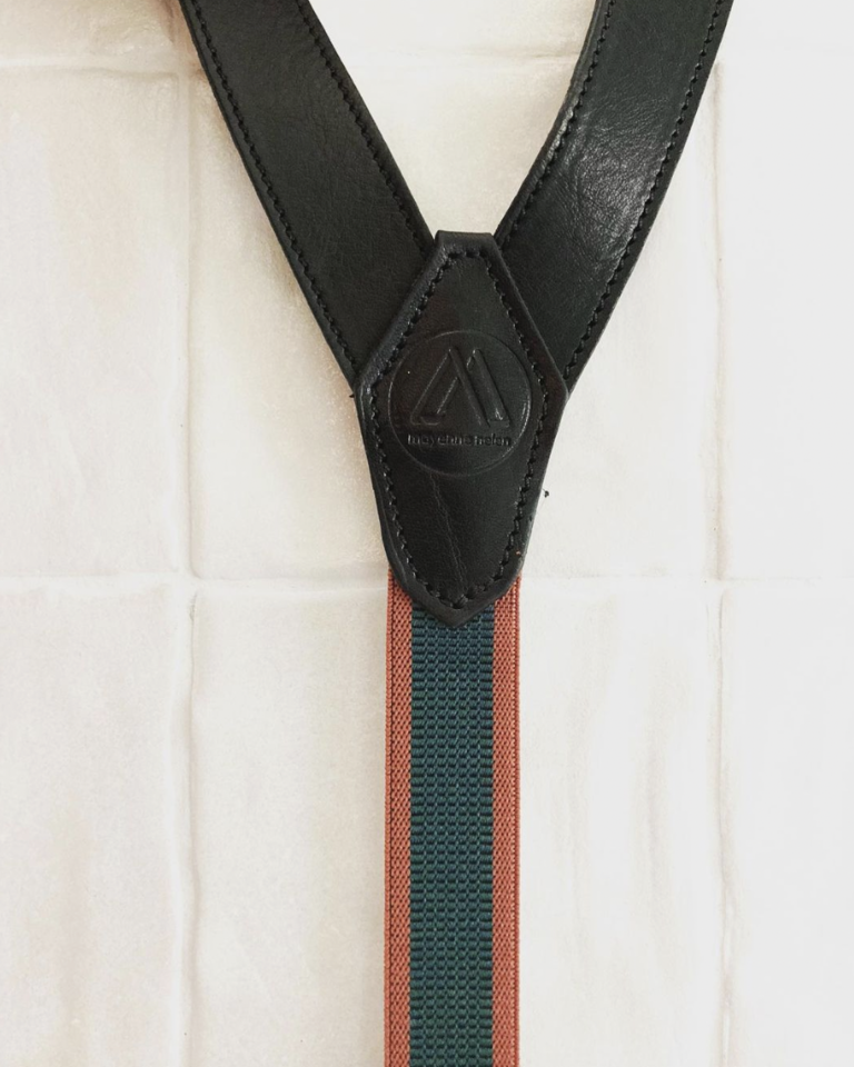 Mayenne Nelen Suspender Black Green Red Stripe