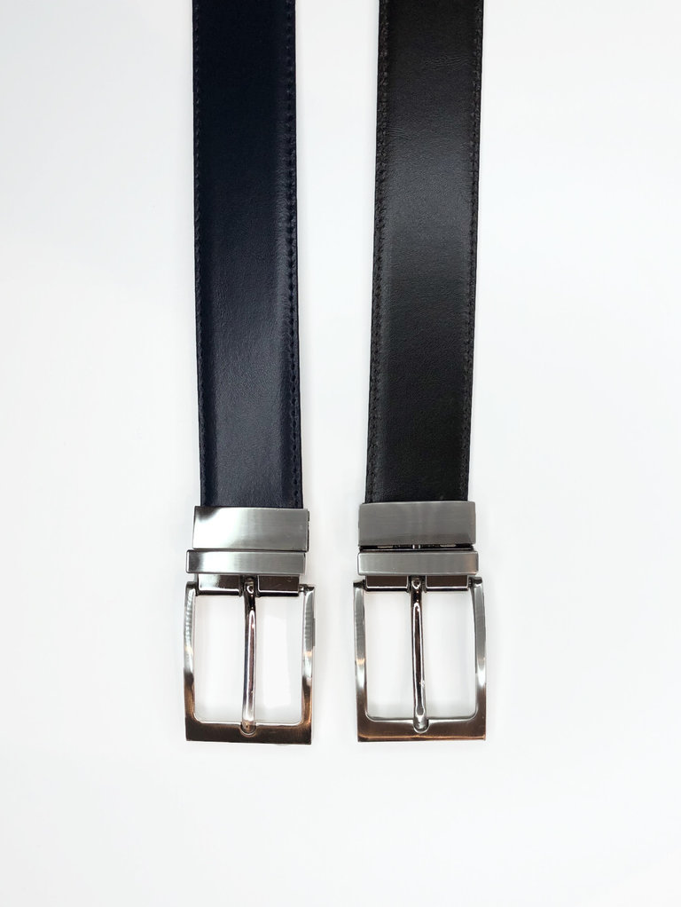 Verstee Leather Reversible Belt 3.5 cm Navy / Bruin 8750