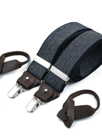 Bertelles Superior wide braces – Navy chevron