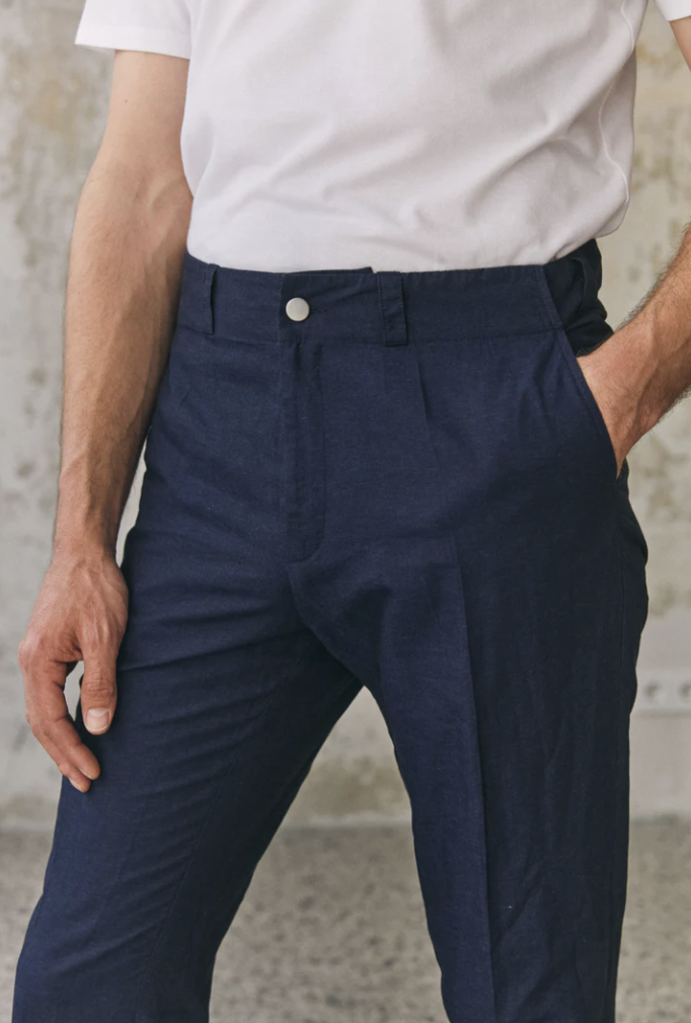 About Companions Jostha Trousers Navy Linen